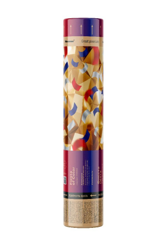 CM004 Пневмохлопушка 30 см конфетти-прямоугольники 1/100 фольга (красный, синий, серебряный)