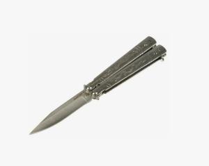 2301166 Нож-бабочка Аргус Серебро Мастер К лезвие 7,5 см. металлик, рукоять с отверстиями 9 см.