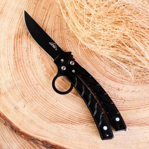 2301167 Нож-бабочка Калиго Мастер К лезвие с прямым обухом 7см рукоять с волнами 9см