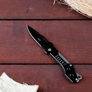 2732080 Нож перочинный лезвие 7,4 см. с отвер., рук. черный метал без фиксатора 17*2,5 см.