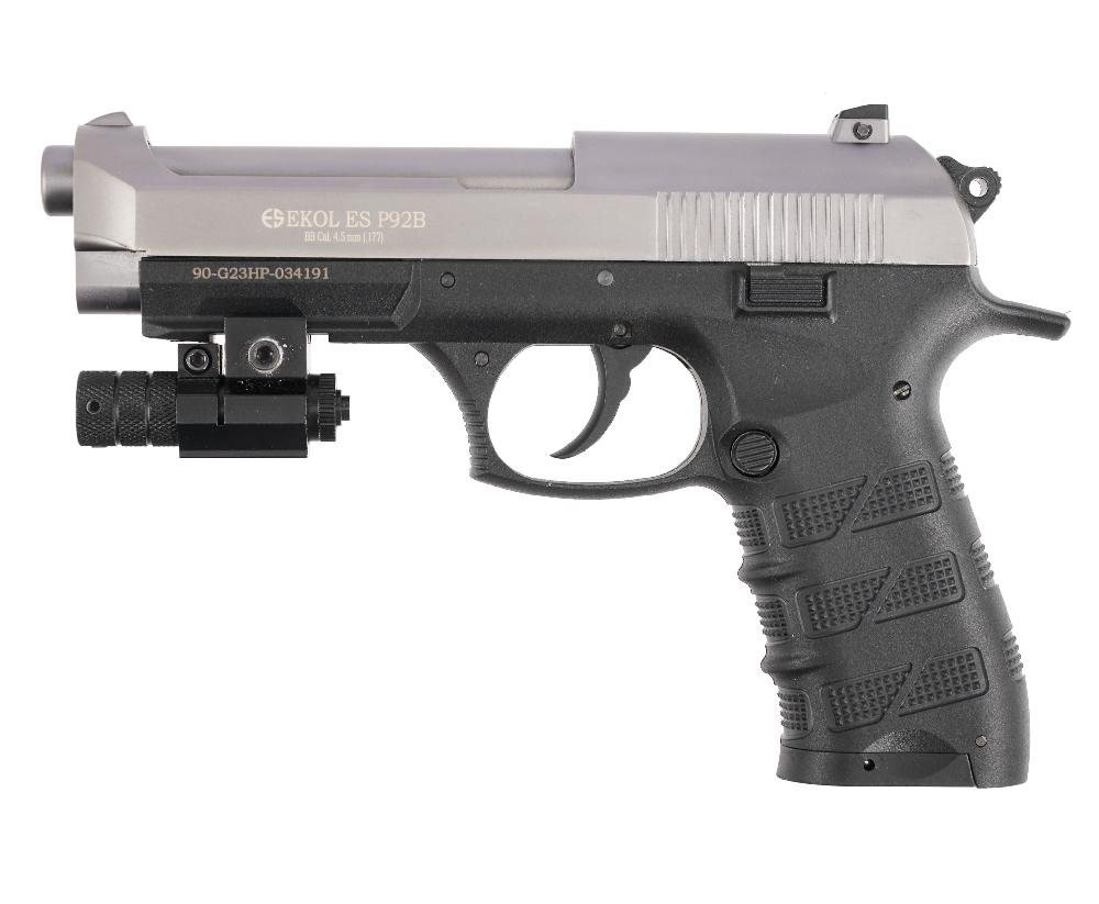 Пистолет пневматический "EKOL ES" Р92В FUME, (никель) (Blowback) кал. 4,5 мм (до 3 Дж)