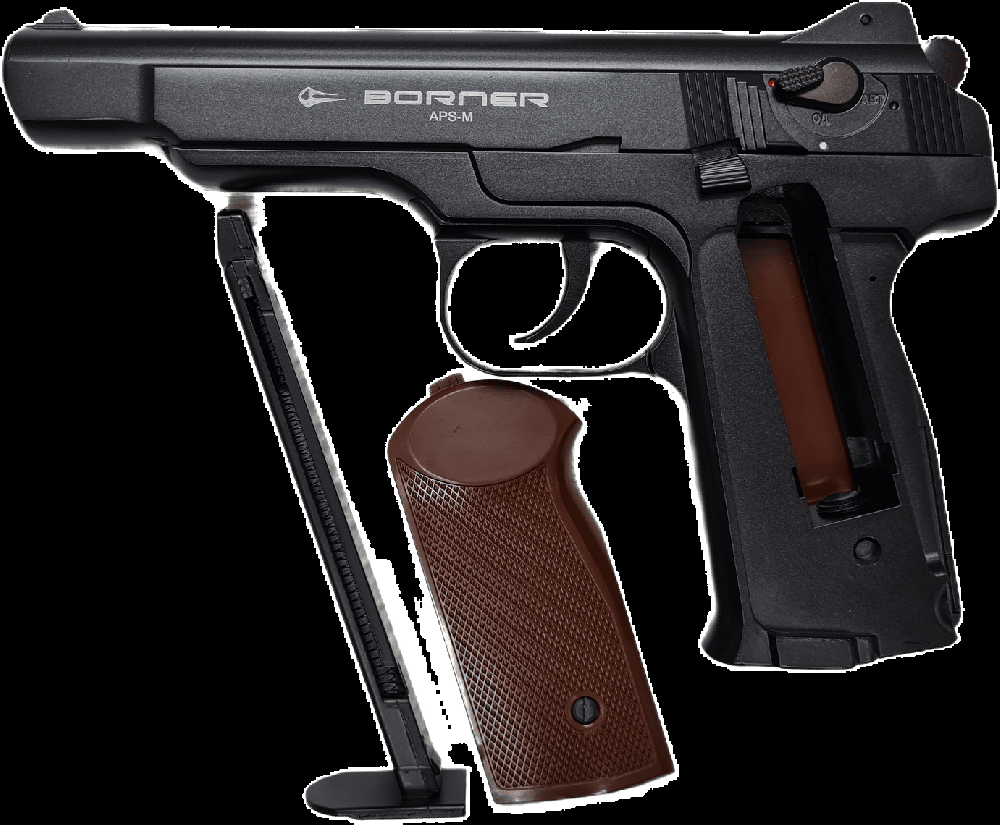Пистолет пневматический "Borner" APS-S Black кал. 4,5 мм (пластик) /BBs