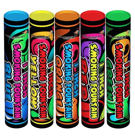 MA0511 Набор дымовых фонтанов mix (голуб./желт./оранж./красн./зел.) (фитиль, 60 сек) 1/40/5