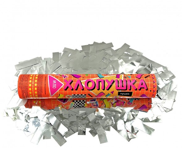 М110 Пневмохлопушка Серебрянные прямоугольники 1/100 