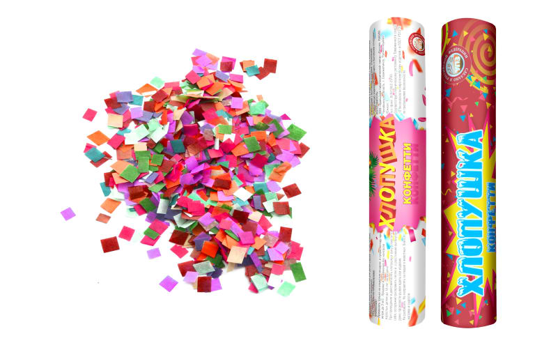 Хлопушка 200 мм (конфетти+сюрприз) 1/10/25