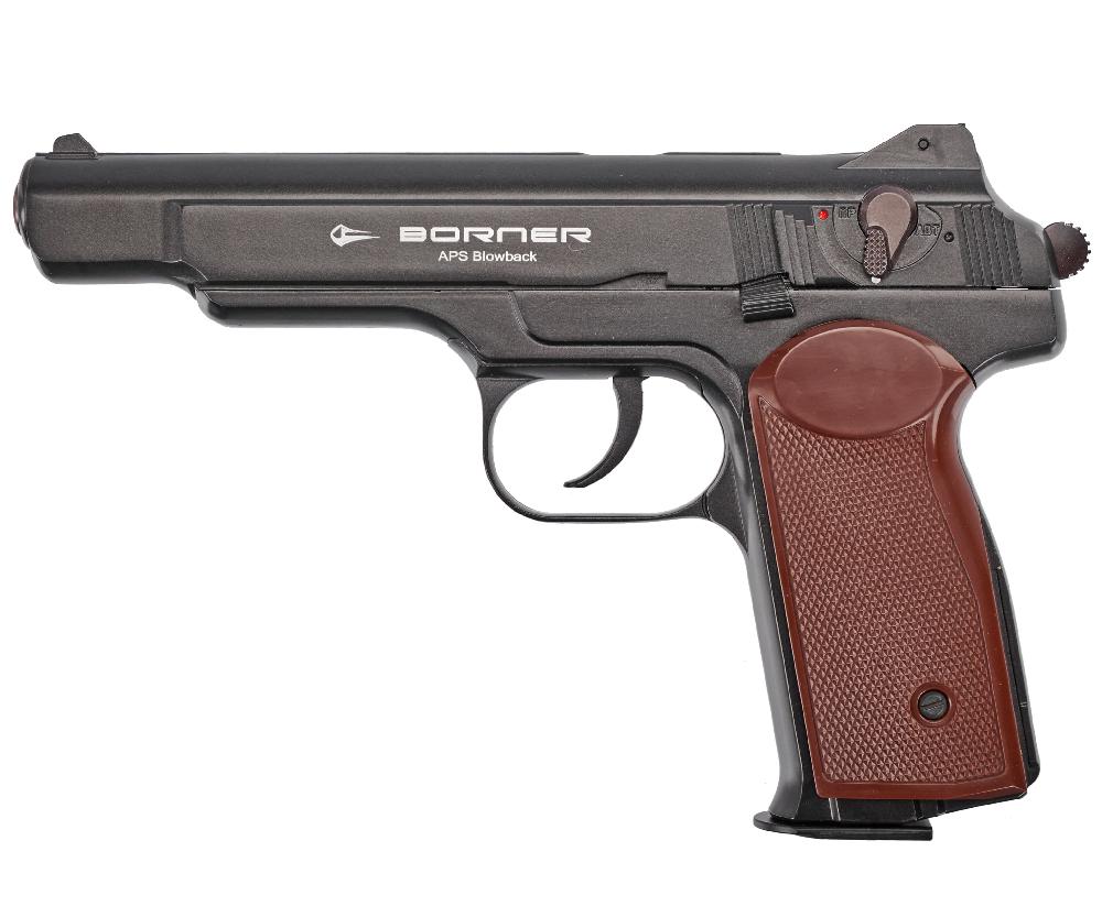 Пистолет пневматический "Borner" APS, Blowback black кал. 4,5 мм (металл) BBs