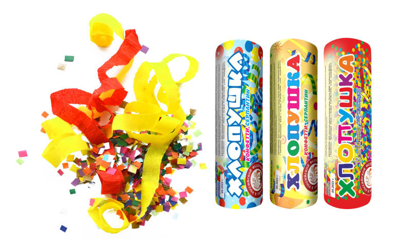 Хлопушка 100 мм (конфетти+серпантин) 1/10/50