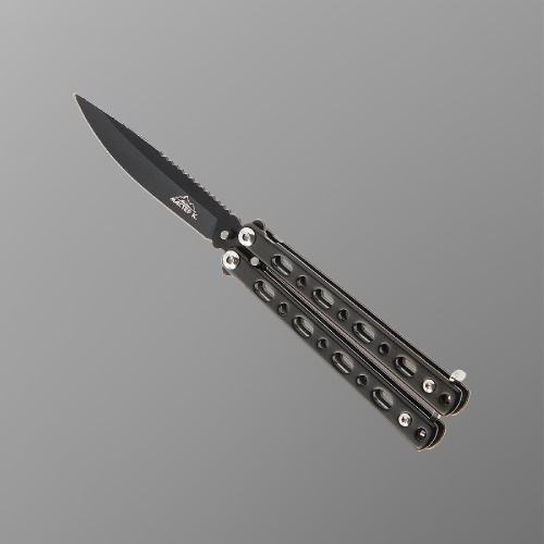 2301165 Нож-бабочка «Вихрь», 15.7 см, клинок 68 мм/1.3 мм, черный