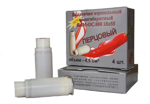 Баллончик аэрозольный малогабаритный БАМ-ОС.000 (перц. 18х55) 1шт. (4шт. в уп.)