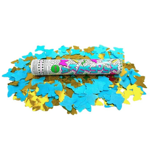 М132 Пневмохлопушка Гендер Голубые + золотые бабочки 1/100 