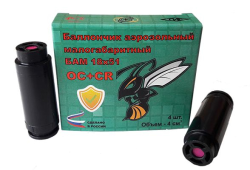Баллончик аэрозольный малогабаритный БАМ-ОС+CR (смес. 18х51) 1шт. (4шт. в уп.)