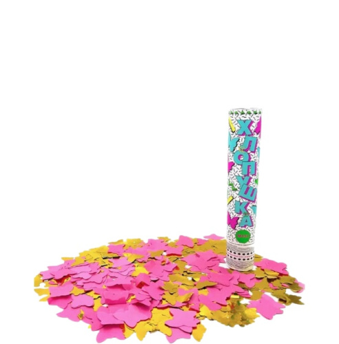 М133 Пневмохлопушка Гендер Розовые + золотые сердца 1/100 