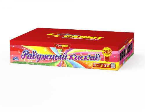 СС7012 Салют "Радужный каскад" (0,4, 1,0"х205) 2/1  веерный эффект, свист