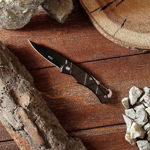 2989518 Нож складной, Разведчик 15,4см, клинок 66мм/1,2мм, карабин