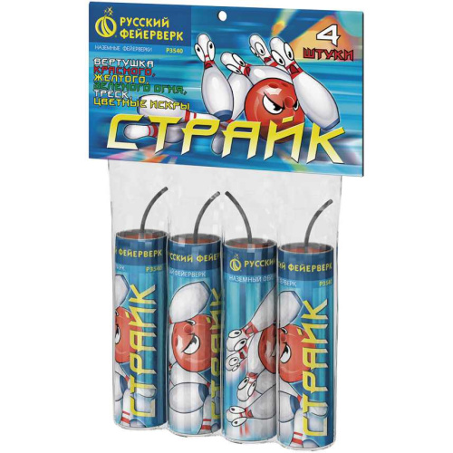 Р3540 Фейерверк наземный "Страйк" вертушка+взрыв разноцветных искр 1/72/4